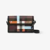 博百利/Burberry 格纹拼皮革斜背包 (深桦木棕) 80628781