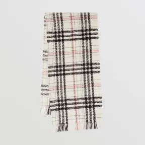 博百利/Burberry 格纹羊绒丝质混纺粗花呢围巾 (自然白) 80628881