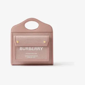 博百利/Burberry 迷你棉质帆布拼皮革口袋包 (亮红色 / 暗粉色) 80633111