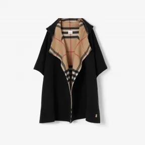 博百利/Burberry 双面两穿羊绒连帽斗篷 (黑色 / 典藏米色) 80640371