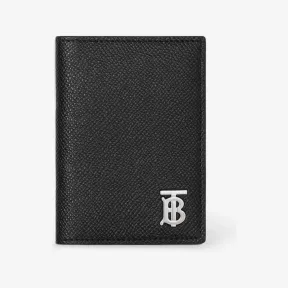 博百利/Burberry 粒纹皮革 TB 折叠式卡片夹 (黑色) 80644491