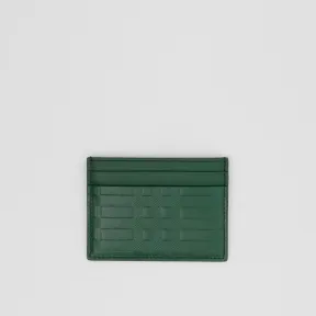 博百利/Burberry 格纹压花皮革卡片夹 (深暗绿色) - 男士 80644671