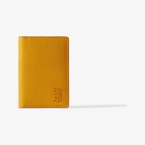 博百利/Burberry 粒纹皮革 TB 折叠式卡片夹 (金盏花色) 80657601