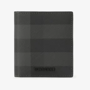 博百利/Burberry 格纹拼皮革折叠式卡片夹 (炭灰色) - 男士 80732761