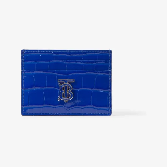 博百利/Burberry 皮革 TB 卡片夹 (骑士蓝) - 女士 80738781