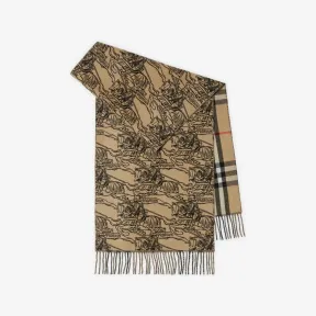 博百利/Burberry 双面两用马术骑士徽标羊绒围巾 (典藏米色) 80742891
