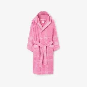 博百利/Burberry 格纹棉质提花连帽长袍 (泡泡糖粉红) 80754311