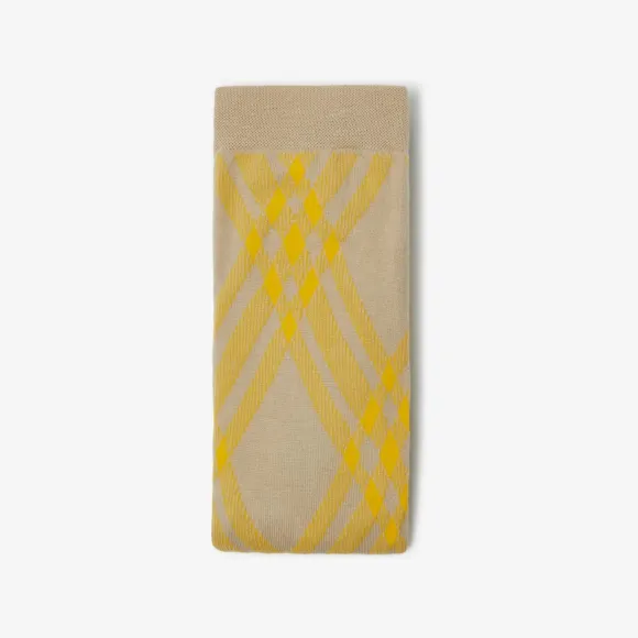 博百利/Burberry 格纹羊毛混纺连裤袜 (石灰岩色 / 含羞草黄) 80765881