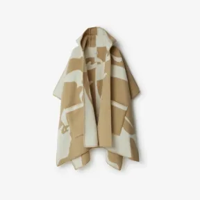 博百利/Burberry 马术骑士徽标羊毛毯式斗篷 (典藏米色) 80791391