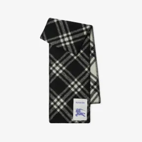 博百利/Burberry 格纹羊毛围巾 (黑色) 80792461