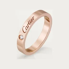 卡地亚/Cartier B4086400 - C de Cartier戒指 宽3毫米 镶嵌1颗钻石 18K玫瑰金 - 玫瑰金 钻石