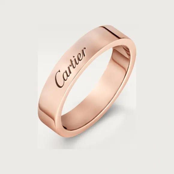 卡地亚/Cartier B4098000 - C de Cartier戒指 宽4毫米 18K玫瑰金 - 玫瑰金