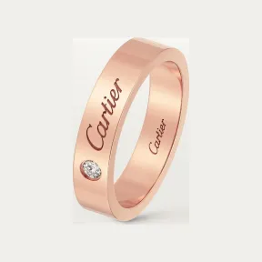 卡地亚/Cartier B4210700 - C de Cartier戒指 宽4毫米 镶嵌1颗钻石 18K玫瑰金 - 玫瑰金 钻石