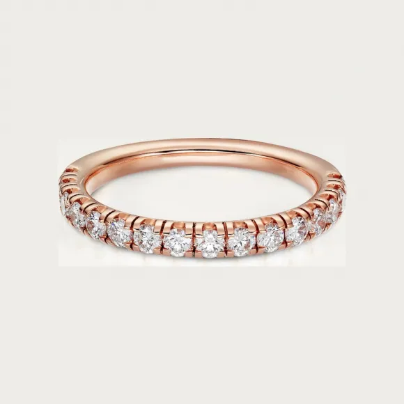 卡地亚/Cartier B4216400 - Etincelle de Cartier戒指 宽2.6毫米 半铺镶钻石 18K玫瑰金 - 玫瑰金 钻石