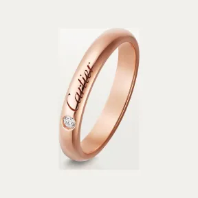 卡地亚/Cartier B4232300 - C de Cartier戒指 宽3毫米 镶嵌1颗钻石 18K玫瑰金 - 玫瑰金 钻石