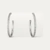 卡地亚/Cartier B8301227 - Etincelle de Cartier圈形耳环 中号款 铺镶钻石 18K白金 - 白金 钻石