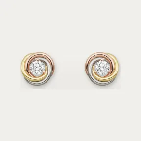 卡地亚/Cartier B8301459 - Trinity耳钉 镶嵌圆形明亮式切割钻石 18K白金 18K黄金 18K玫瑰金 - 白金 黄金 玫瑰金 钻石