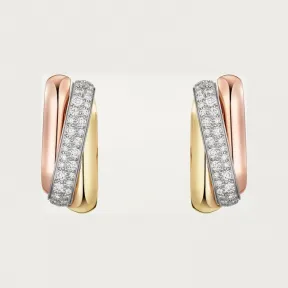 卡地亚/Cartier B8301535 - Trinity枕形耳环 半铺镶钻石 18K白金 - 白金 黄金 玫瑰金 钻石