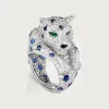 卡地亚/Cartier H4078300 - Panthère de Cartier卡地亚猎豹戒指 蓝宝石 铺镶钻石 铂金 - 铂金 蓝宝石 祖母绿 钻石