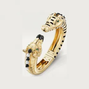 卡地亚/Cartier H6040017 - Indomptables de Cartier手镯 18K黄金 - 黄金 缟玛瑙 月光石 黑漆 沙弗莱石