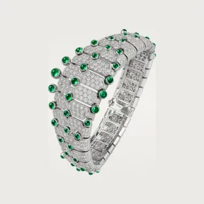 卡地亚/Cartier H6042217 - Le Voyage Recommencé手镯 祖母绿 铺镶钻石  18K白金 - 白金 祖母绿 钻石