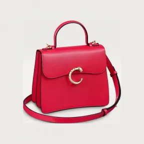 卡地亚/Cartier L1002407 Panthère de Cartier猎豹系列手袋 带顶部提手 虞美人红色小牛皮 镀金饰面 