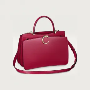 卡地亚/Cartier L1002415 - Panthère C de Cartier系列小号款手袋 樱桃红色 小牛皮 - 樱桃红色小牛皮 镀金饰面