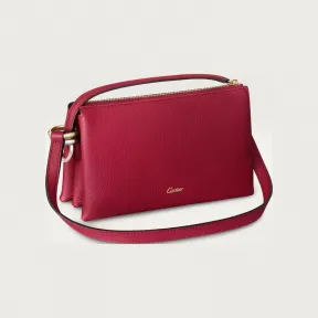 卡地亚/Cartier L1002469 - Trinity系列迷你款肩背包 红色 小牛皮 - 红宝石色粒纹小牛皮 镀金、镀钯和镀玫瑰金饰面