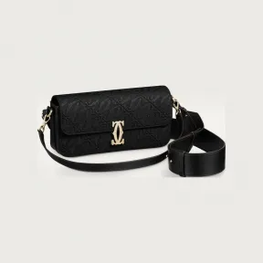 卡地亚/Cartier L1002541 - C de Cartier系列East-west手袋 黑色 刺绣 - 刺绣 黑色小牛皮 镀金饰面