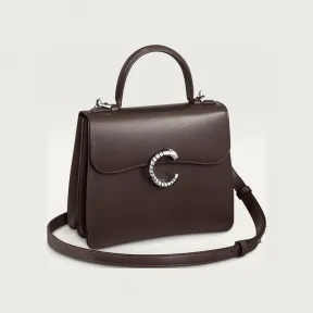 卡地亚/Cartier L1002570 - Panthère C de Cartier系列小号款手袋 棕色 小牛皮 - 香豆棕色小牛皮 镀钯饰面 斑马纹图案