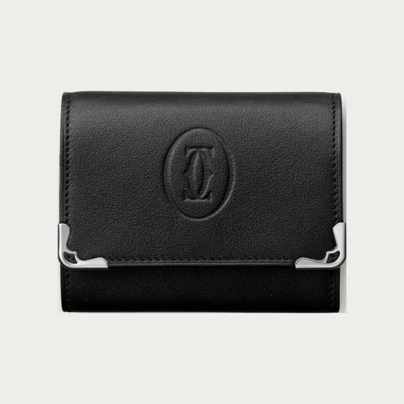 卡地亚/Cartier L3001372 - Must de Cartier方型零钱包 黑色 小牛皮 - 黑色小牛皮 精钢装饰