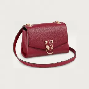 卡地亚/Cartier L3002066 Panthère de Cartier猎豹系列小皮具 链条手袋 酒红色 酒红色小牛皮 金色饰面 