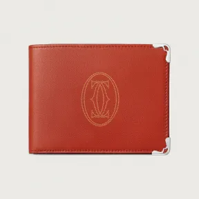 卡地亚/Cartier L3002088 Must de Cartier系列小皮具 短夹 赤陶色小牛皮 