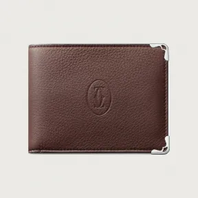 卡地亚/Cartier L3002094 Must de Cartier系列小皮具 短款皮夹 CHOCOLATE 巧克力色小牛皮 镀钯饰面 
