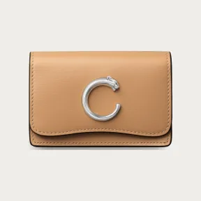 卡地亚/Cartier Panthère de Cartier卡地亚猎豹系列拉链名片夹 米色 小牛皮 - 驼米色小牛皮 镀钯饰面  CRL3002149