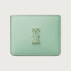 卡地亚/Cartier L3002180 - C de Cartier单卡片夹 绿色 小牛皮 - 灰绿色小牛皮 镀金和灰绿色珐琅饰面