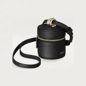 卡地亚/Cartier Trinity系列迷你款圆形手袋 黑色 小牛皮 - 黑色粒纹小牛皮 镀金、镀钯和镀玫瑰金饰面  CRL3002182