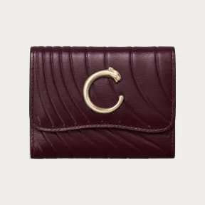卡地亚/Cartier L3002593 - Panthère C de Cartier系列迷你皮夹 紫色 小牛皮 - 葡萄红色小牛皮 浮雕“Cartier”标识图案 镀金饰面