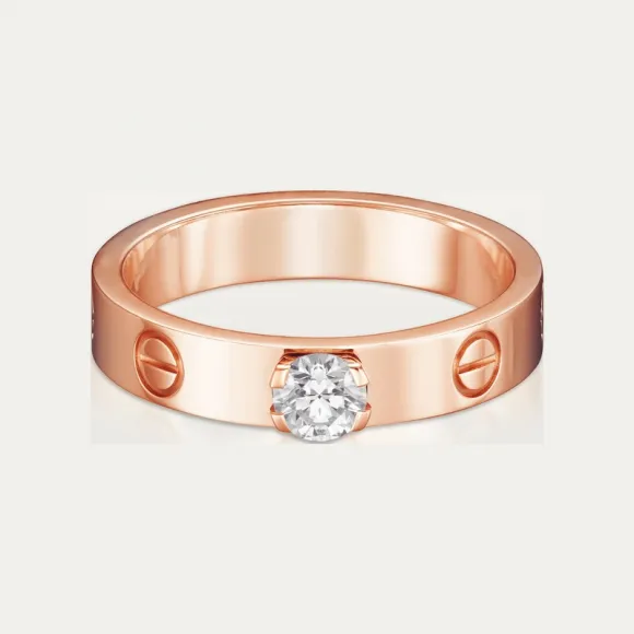 卡地亚/Cartier N4250100 - LOVE钻石戒指 镶嵌圆形明亮式切割钻石 18K玫瑰金 - 玫瑰金 钻石
