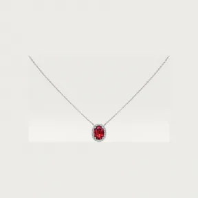 卡地亚/Cartier N7424327 - Cartier Destinée吊坠项链 镶嵌椭圆形切割红宝石 铺镶钻石  18K白金 - 白金 红宝石 钻石