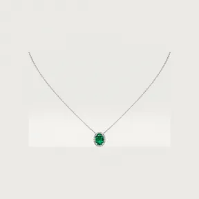 卡地亚/Cartier N7424366 - Cartier Destinée吊坠项链 镶嵌椭圆形切割祖母绿 铺镶钻石  18K白金 - 白金 祖母绿 钻石