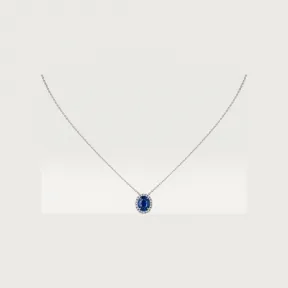 卡地亚/Cartier N7424378 - Cartier Destinée吊坠项链 镶嵌椭圆形切割蓝宝石 铺镶钻石  18K白金 - 白金 蓝宝石 钻石