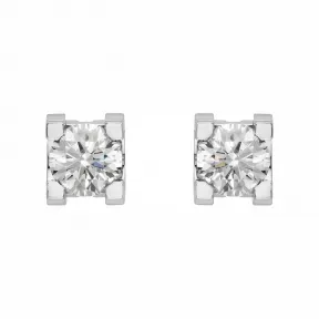 卡地亚/Cartier N8046800 - C de Cartier耳钉 镶嵌2颗圆形明亮式切割钻石  18K白金 - 白金 钻石