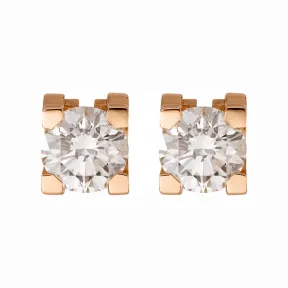卡地亚/Cartier N8502500 - C de Cartier耳钉 镶嵌2颗圆形明亮式切割钻石  18K玫瑰金 - 玫瑰金 钻石