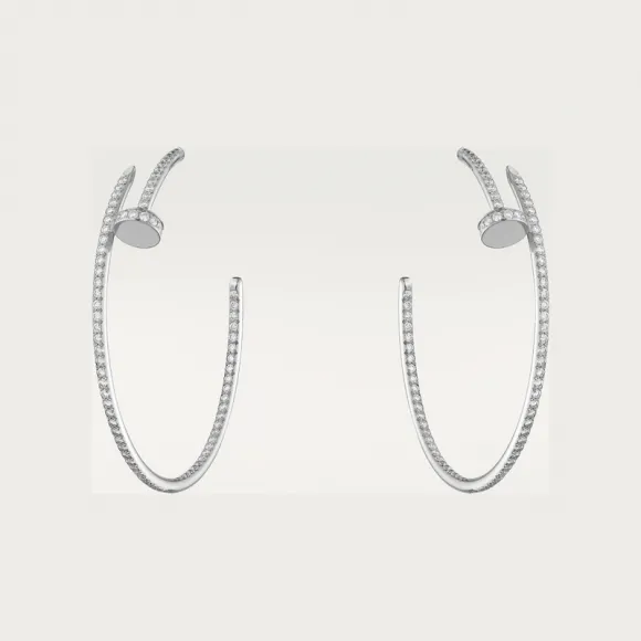 卡地亚/Cartier N8515008 - Juste un Clou圈形耳环 大号款 铺镶钻石 18K白金 - 白金 钻石