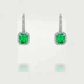 卡地亚/Cartier N8515194 - Cartier Destinée垂坠式耳环 镶嵌2颗祖母绿型切割祖母绿 铺镶钻石 18K白金 - 白金 祖母绿 钻石