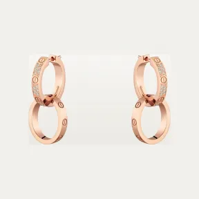 卡地亚/Cartier N8515240 - LOVE耳环 可转换 半铺镶钻石 18K玫瑰金 - 玫瑰金 钻石