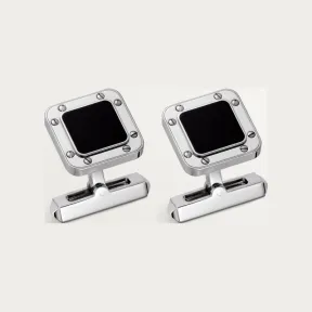 卡地亚/Cartier OG000145 Santos de Cartier袖扣 纯银 镀钯饰面 黑漆 