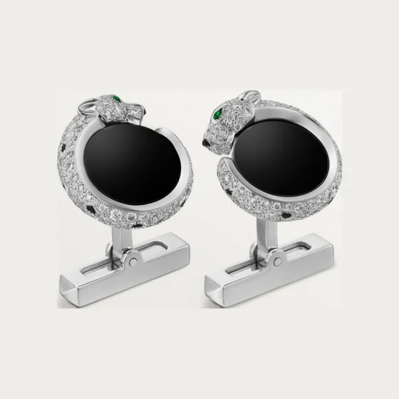 卡地亚/Cartier OG000334 - Panthère de Cartier袖扣 - 镀铑白金 钻石 祖母绿 缟玛瑙