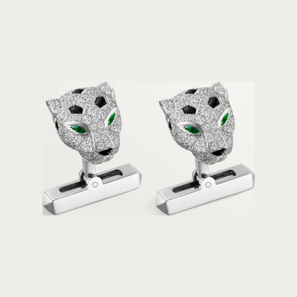 卡地亚/Cartier OG000335 - Panthère de Cartier袖扣 - 镀铑白金 钻石 祖母绿 缟玛瑙